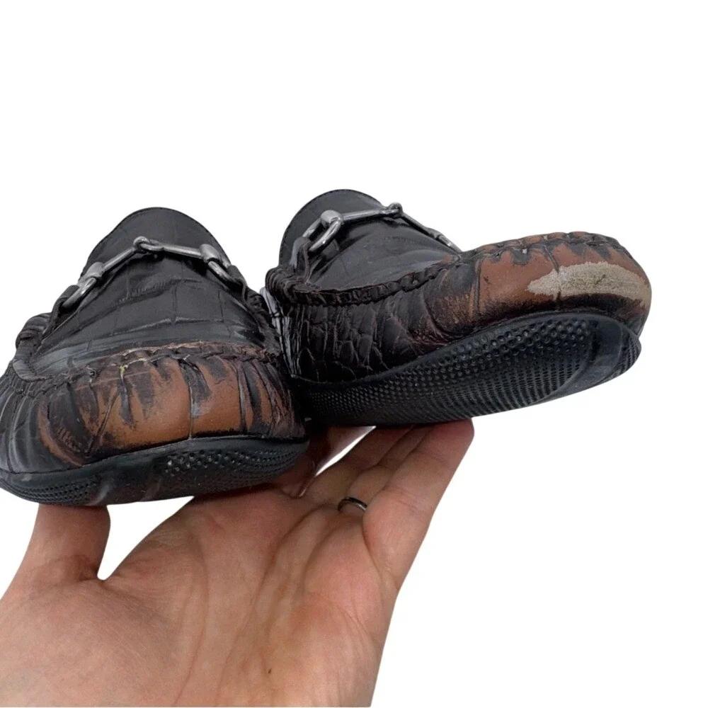 Peter Millar‎ Croc Embossed Leather Loafers Old Money Quiet Luxury, Men's 8.5